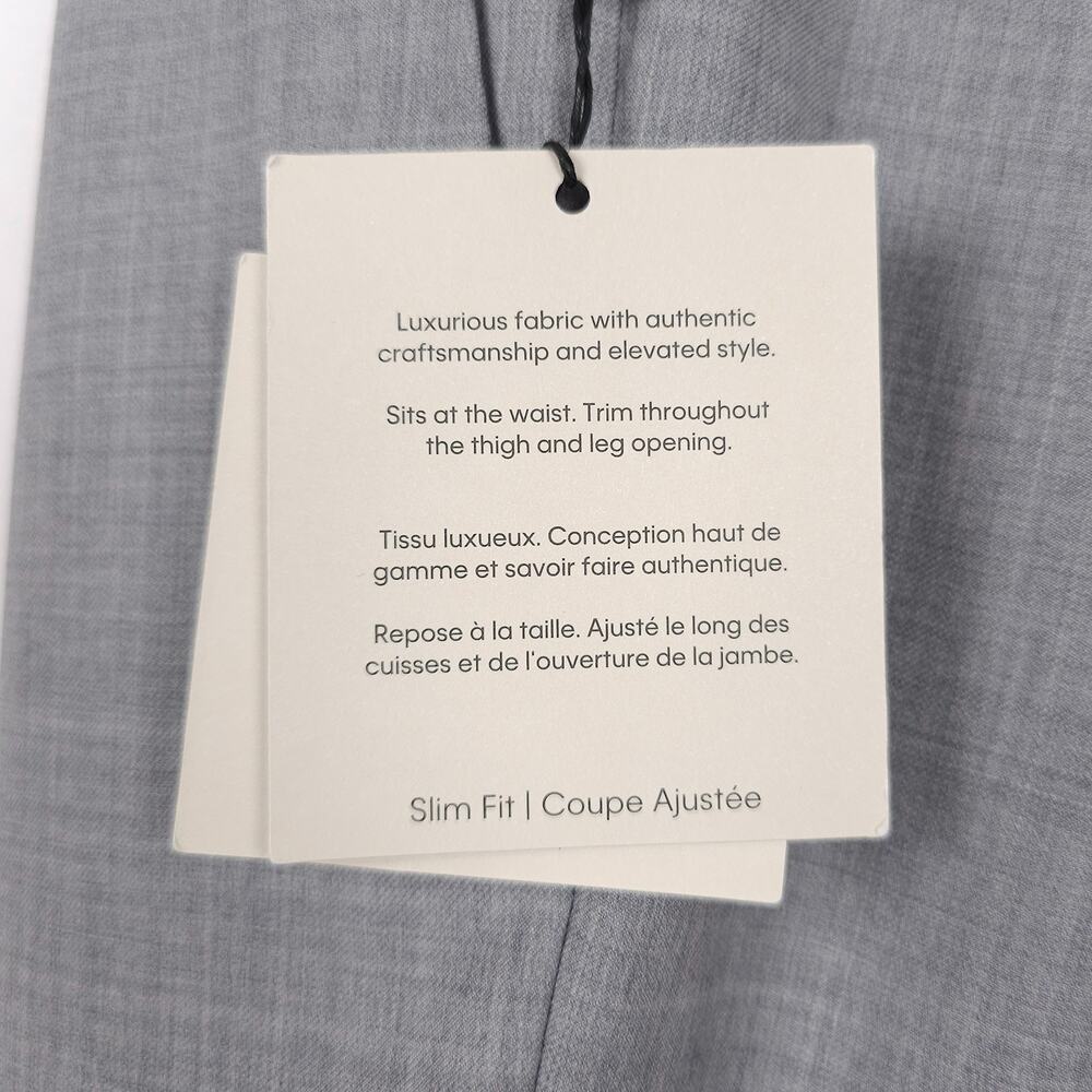 Calvin Klein Mens Slim Fit Wool Dress Pants 40x30 Light Grey Solid Pleated NWT - Picture 11 of 13
